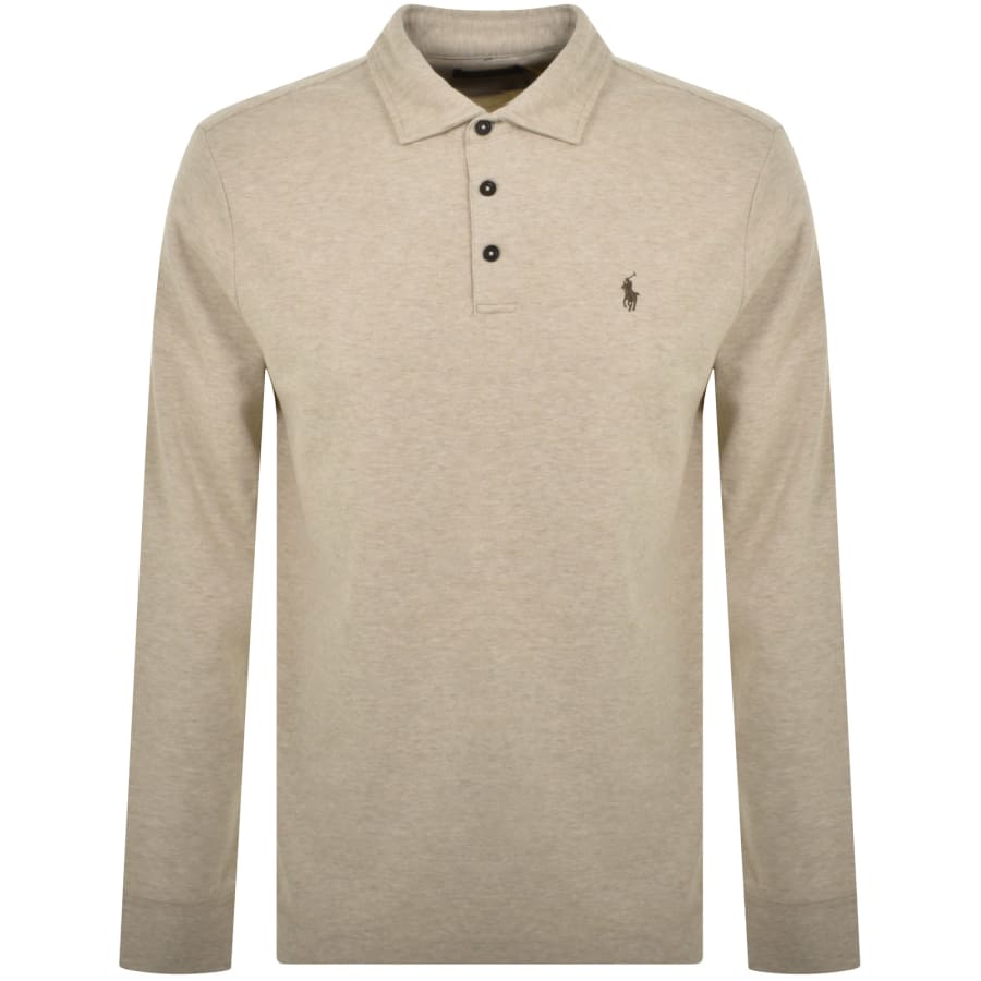 Ralph lauren long sleeve polo beige discount